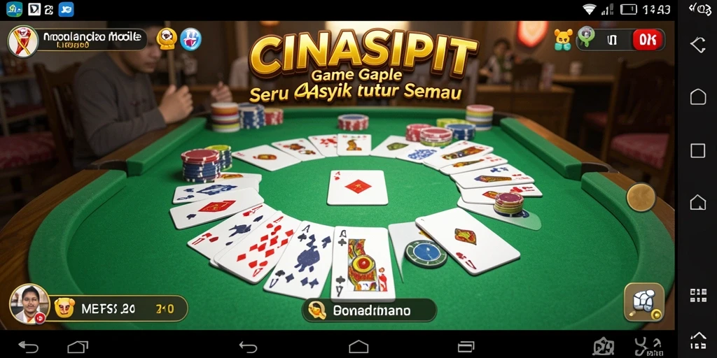 Screenshot gameplay CINASIPIT menampilkan suasana bermain Gaple yang menyenangkan.