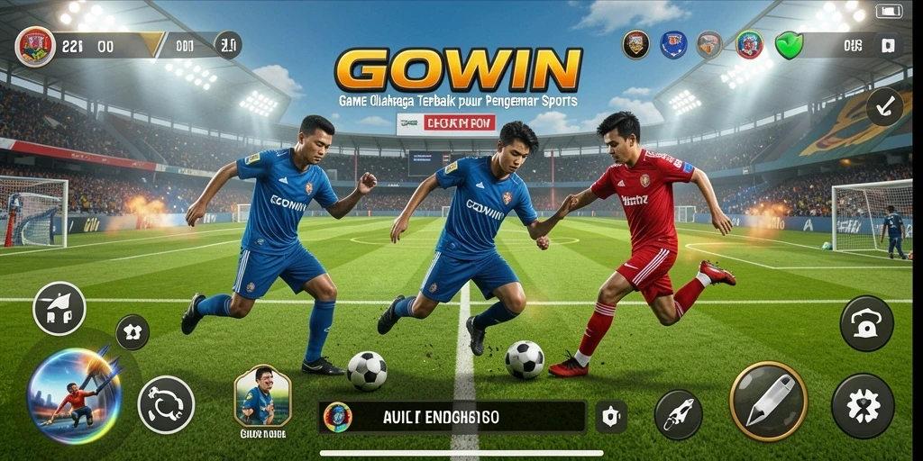 Tampilan gameplay intens dari GOWIN dengan berbagai cabang olahraga.