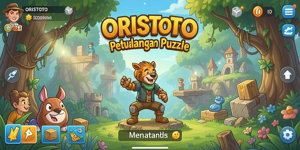 Tangkapan layar gameplay ORISTOTO menampilkan tantangan puzzle yang seru.