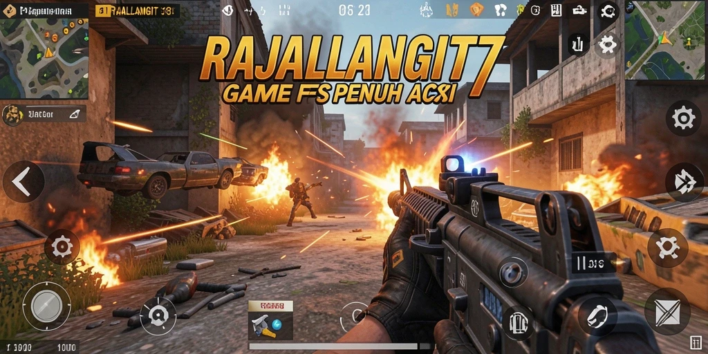 Tangkapan layar menunjukkan aksi penuh dari permainan FPS RAJALANGIT77.