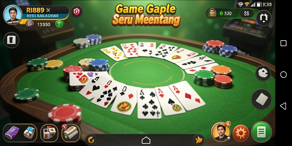 Tampilan gameplay seru RI889 dalam permainan Gaple.