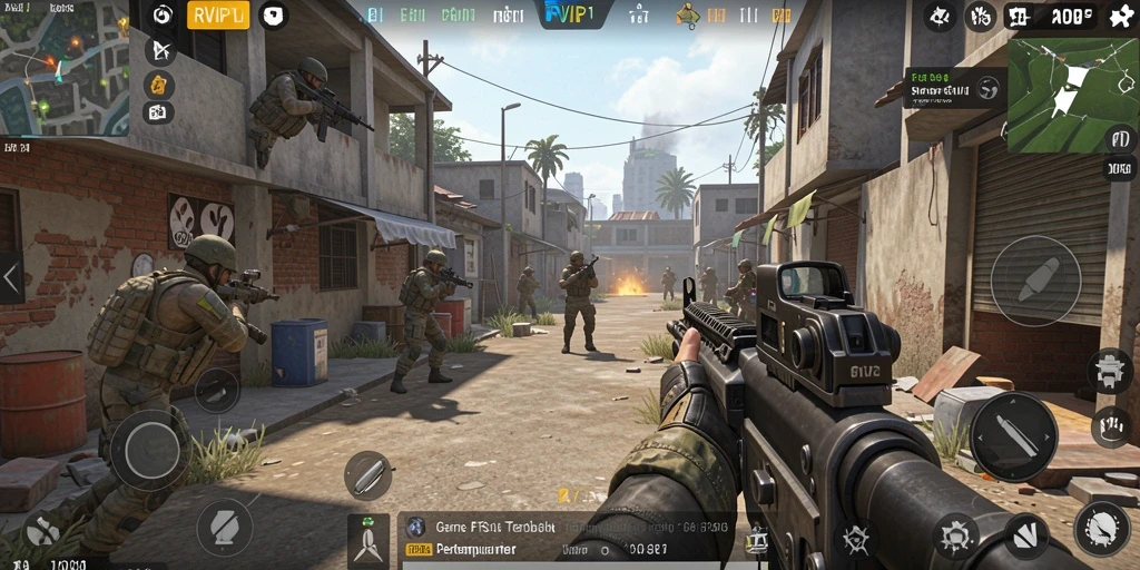 Tampilan gameplay seru RVIP1 dengan aksi pertempuran intens.